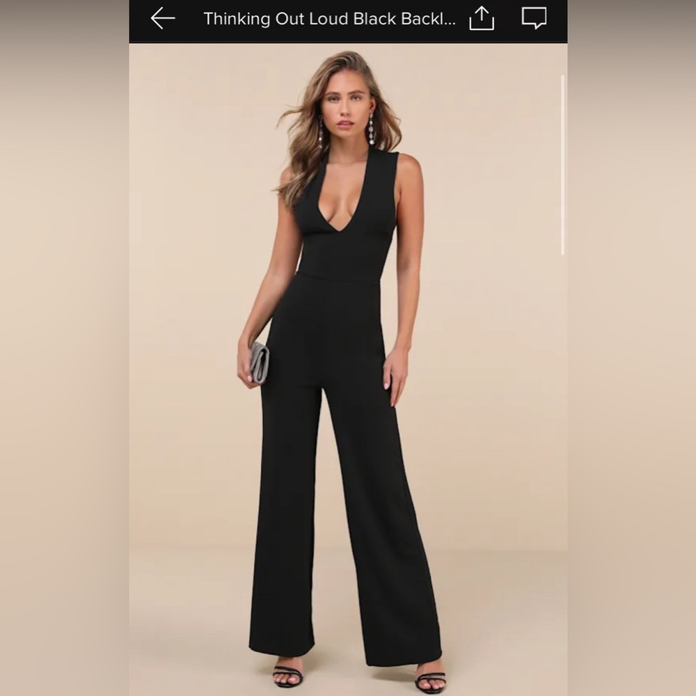Lulu's Classic Black Deep V-Neck Jumpsuit